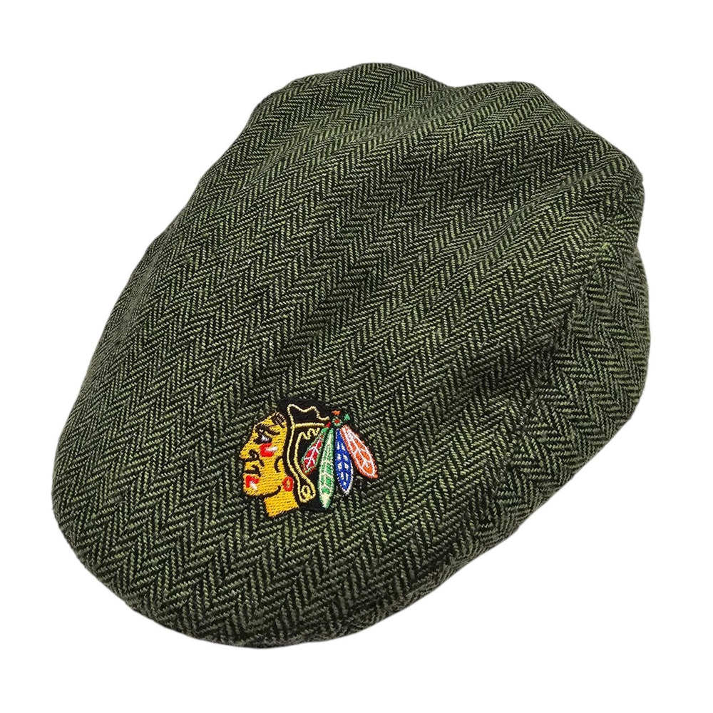 Chicago Blackhawks St. Patrick's Day promotional green herringbone flat cap